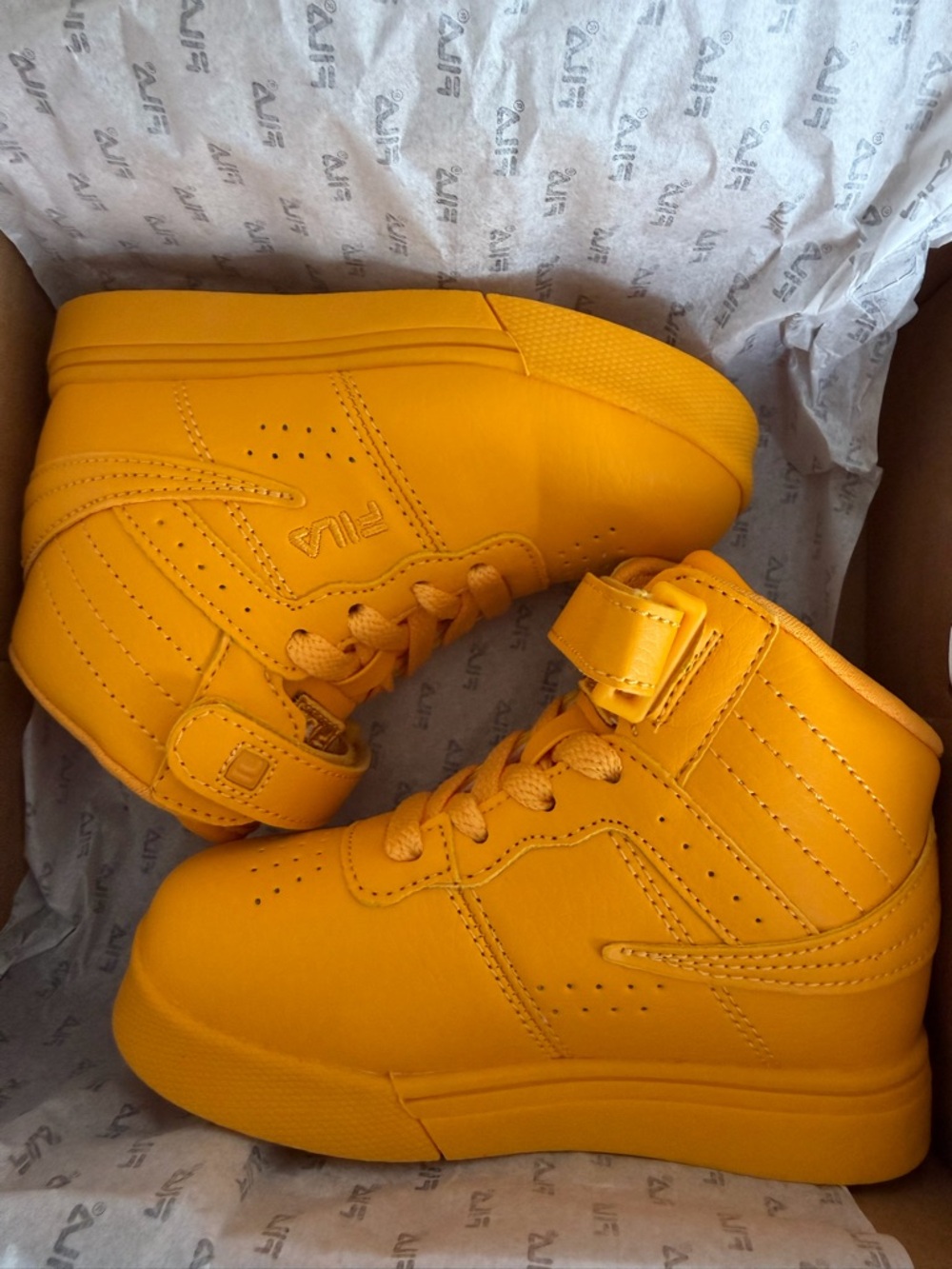 Fila Kids Yellow High-Top Sneakers with Strap